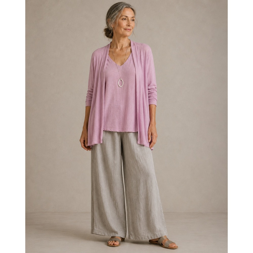 J.Jill PureJill Knit Cardigan and Tank Sz 2X Pink Linen Blend Coastal Lagenlook